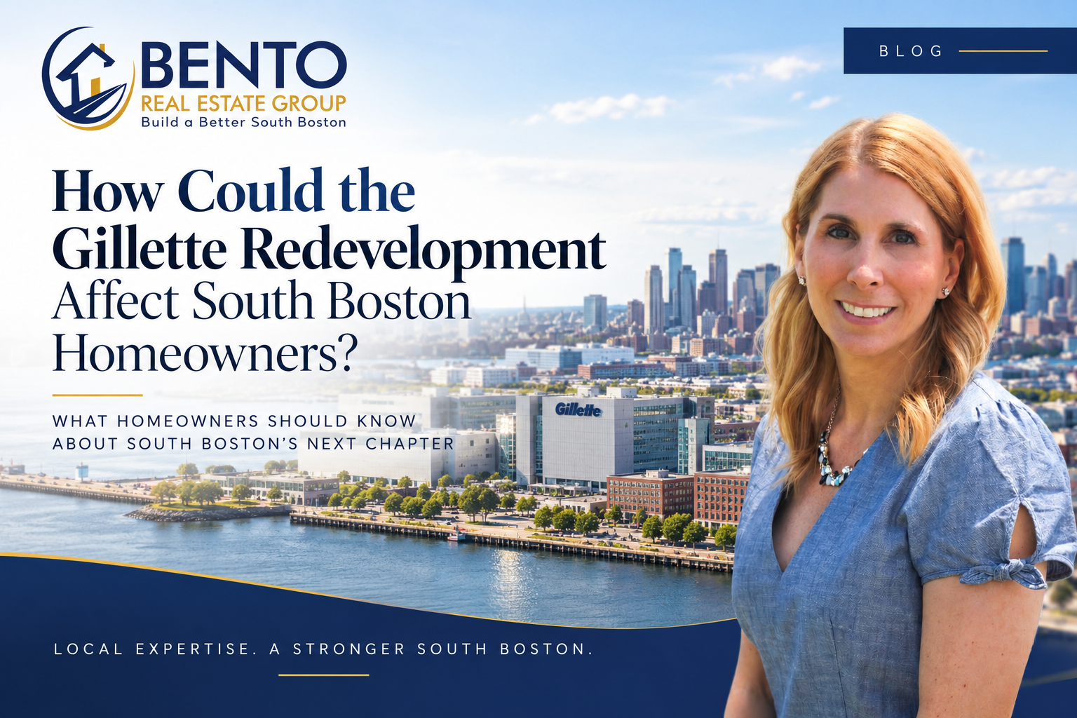 Gillette property and Fort Point Channel waterfront in South Boston, Massachusetts.