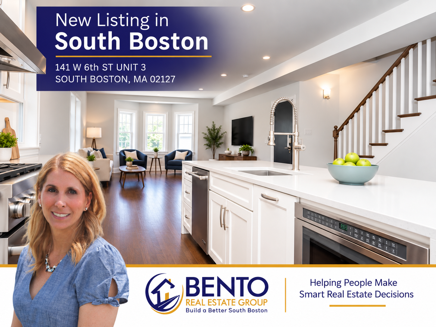 Open living area at 141 W 6th St Unit 3 penthouse in South Boston MA