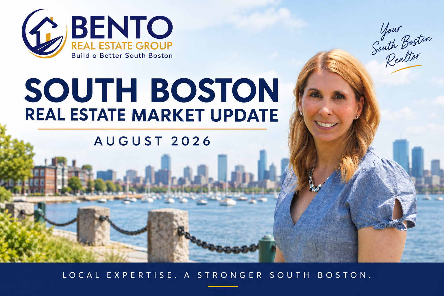 Darcy Bento of Bento Real Estate Group featured in the August 2026 South Boston real estate market update.