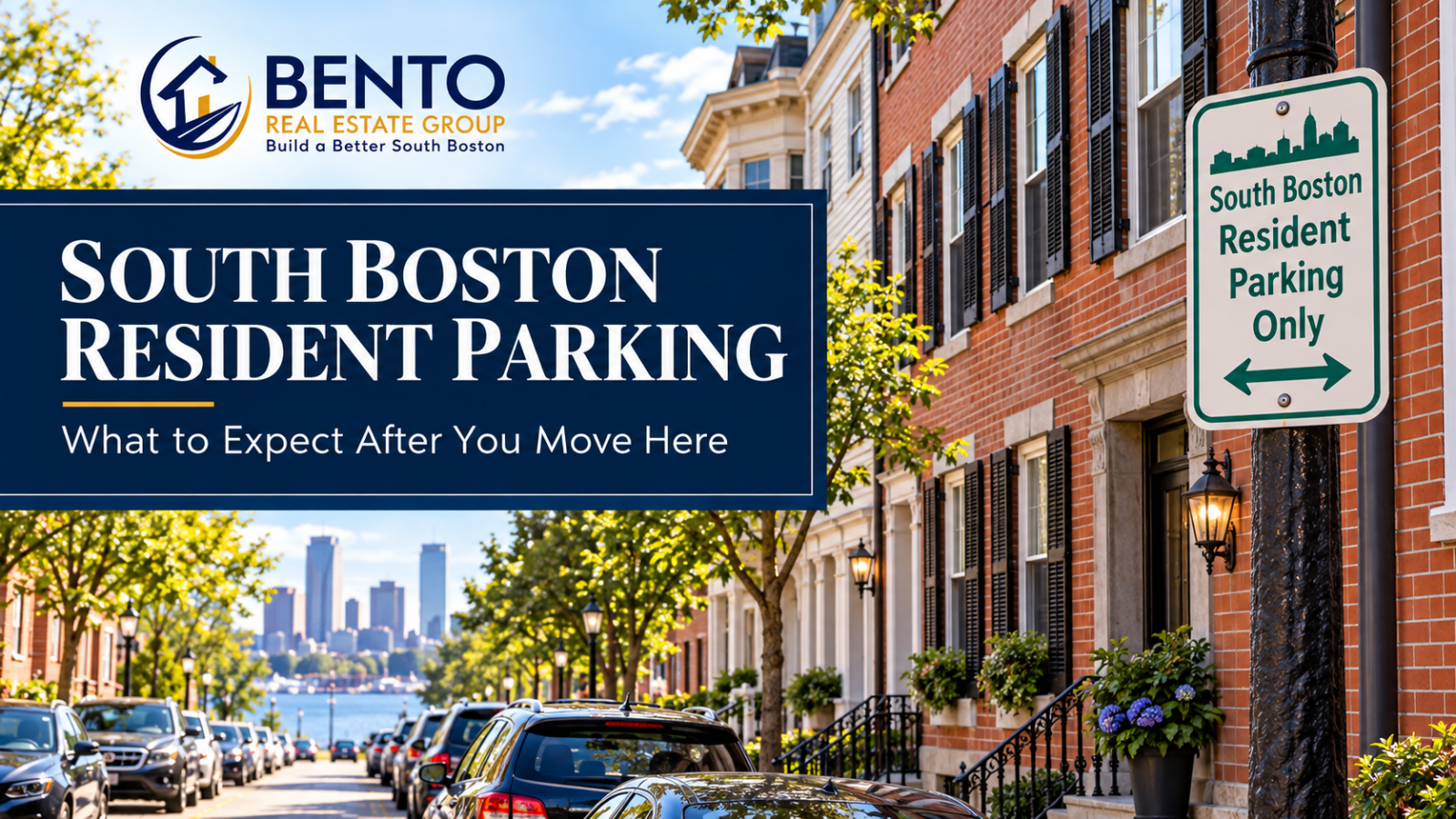 Resident street parking along traditional South Boston homes in Massachusetts.